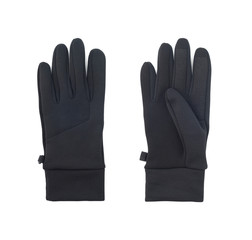 Pair of black warm touchscreen gloves isolated on white background