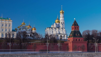 Obraz premium Moscow Kremlin Cathedral winter landscape embankment timelapse