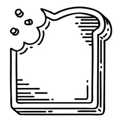 black line tattoo of a bitten slice of bread