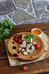 blue cheese and strawberries