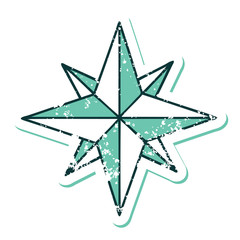 distressed sticker tattoo style icon of a star