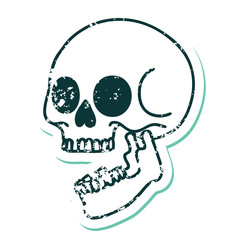 distressed sticker tattoo style icon of a skull