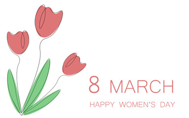 Women's day card flowers tulips vector illustration
