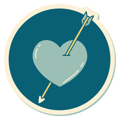 tattoo style sticker of an arrow and heart
