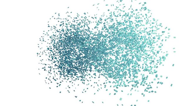 The infinity symbol is formed from many small particles. Technological modern presentation of infinity.