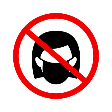 No Wear Mask Sign Vector Icon In Flat Style