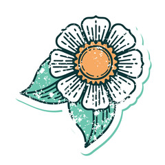 distressed sticker tattoo style icon of a flower