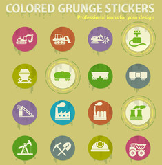 Fototapeta premium Factory and Industry colored grunge icons