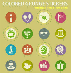 holidays colored grunge icons