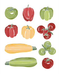 Set of vegetables in a flat style