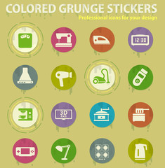 Home applicances colored grunge icons