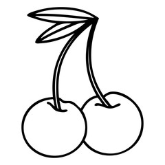 black line tattoo of cherries