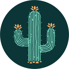 tattoo style icon of a cactus © lineartestpilot