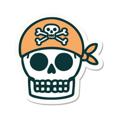 tattoo style sticker of a pirate skull