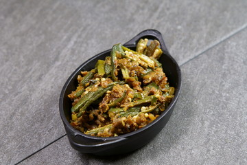 Bhindi Masala or stuffed Bhindi or okra, an Indian vegetable