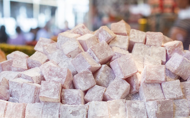 Traditional Turkish delight sweets as lokum candy