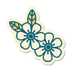 tattoo style sticker of flowers