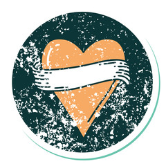 distressed sticker tattoo style icon of a heart and banner