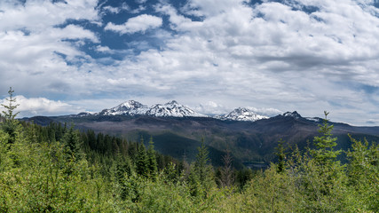 Fototapeta premium Three Sisters with Linton Lake. Oregon Cascade Range.