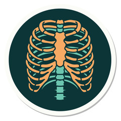 tattoo style sticker of a rib cage