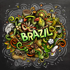 Brazil hand drawn cartoon doodles illustration. Funny design.