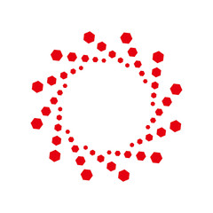 Halftone vector circle frame dots logo emblem, design element for medical