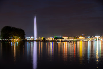 Geneva fountain at night