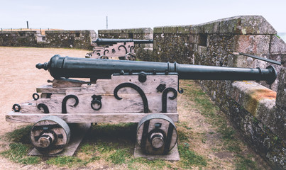 Historic military artillery gun at Pendennis castle was first commissioned by King Henry VIII in...