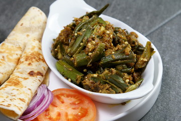 Bhindi Masala or stuffed Bhindi or okra, an Indian vegetable