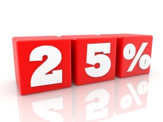 25% concept on red toy blocks