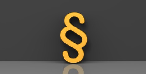 Paragraph symbol 3d gold yellow article sign icon on black background