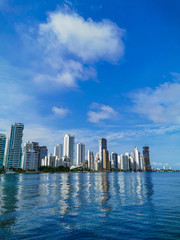 Fototapeta na wymiar Bocagrande neighborhood of Cartagena. Skyline, architecture