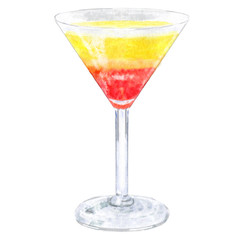 Watercolor illustration of cocktail.