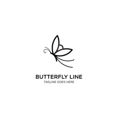 Butterfly line or outline or monoline logo for cosmetics brand and salon logo template