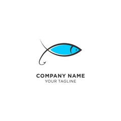 Fish logo with modern style and blue color for food or restaurant company logo template