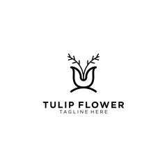 Tulips flower simple logo for cosmetics or beauty salon spa logo template