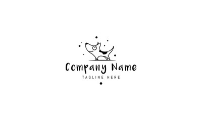 Vector logo on which an abstract image of a cute dog.