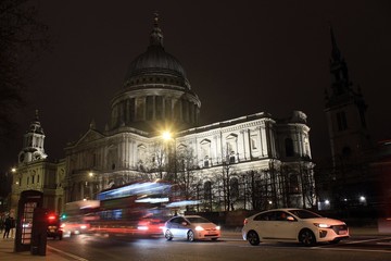 St Paul's Cathedral, London, by night.