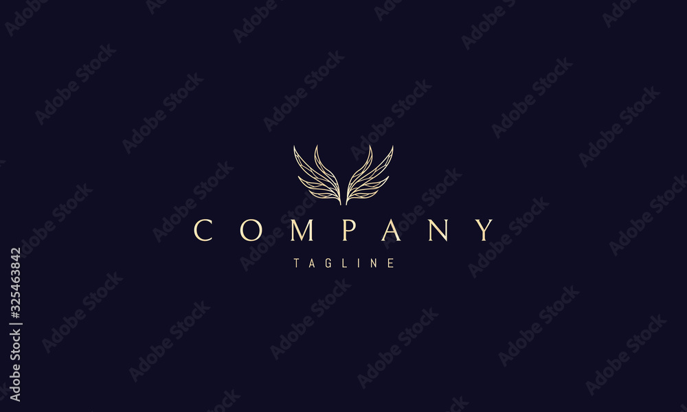 Canvas Prints vector golden logo on which an abstract image of wings in the form of leaves.