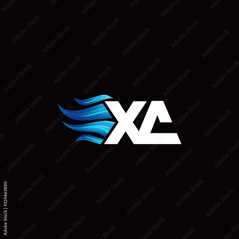 Wall mural xa monogram logo with blue fire style design template