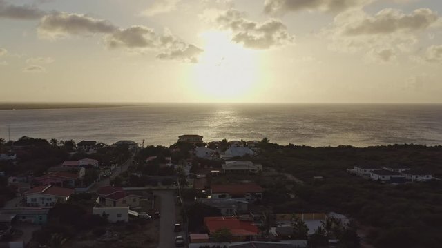 Bonaire Caribbean Netherlands Aerial v30 Moving over Hato at dusk - January 2019