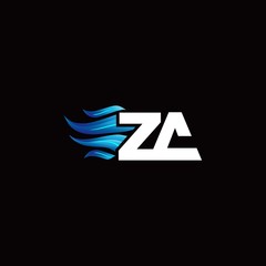ZA monogram logo with blue fire style design template - obrazy, fototapety, plakaty