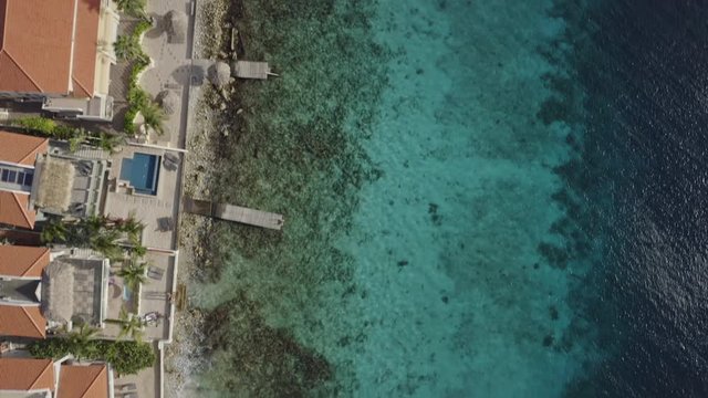 Bonaire Caribbean Netherlands Aerial v32 Moving north over shoreline in Hato - January 2019