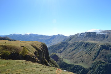 Beautiful mountain landscape on a Sunny day. the Caucasus mountain range. Georgian military road. Georgia