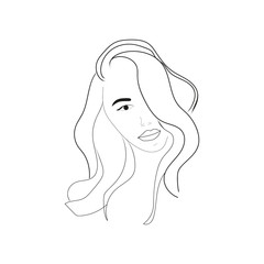 Fantasy Beautiful Woman Portrait with Long Wavy Hair