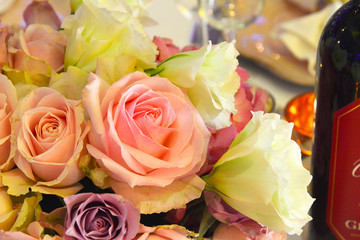 Bouquet of roses set up as a Table top ornament 