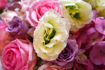 Bouquet of roses set up as a Table top ornament 