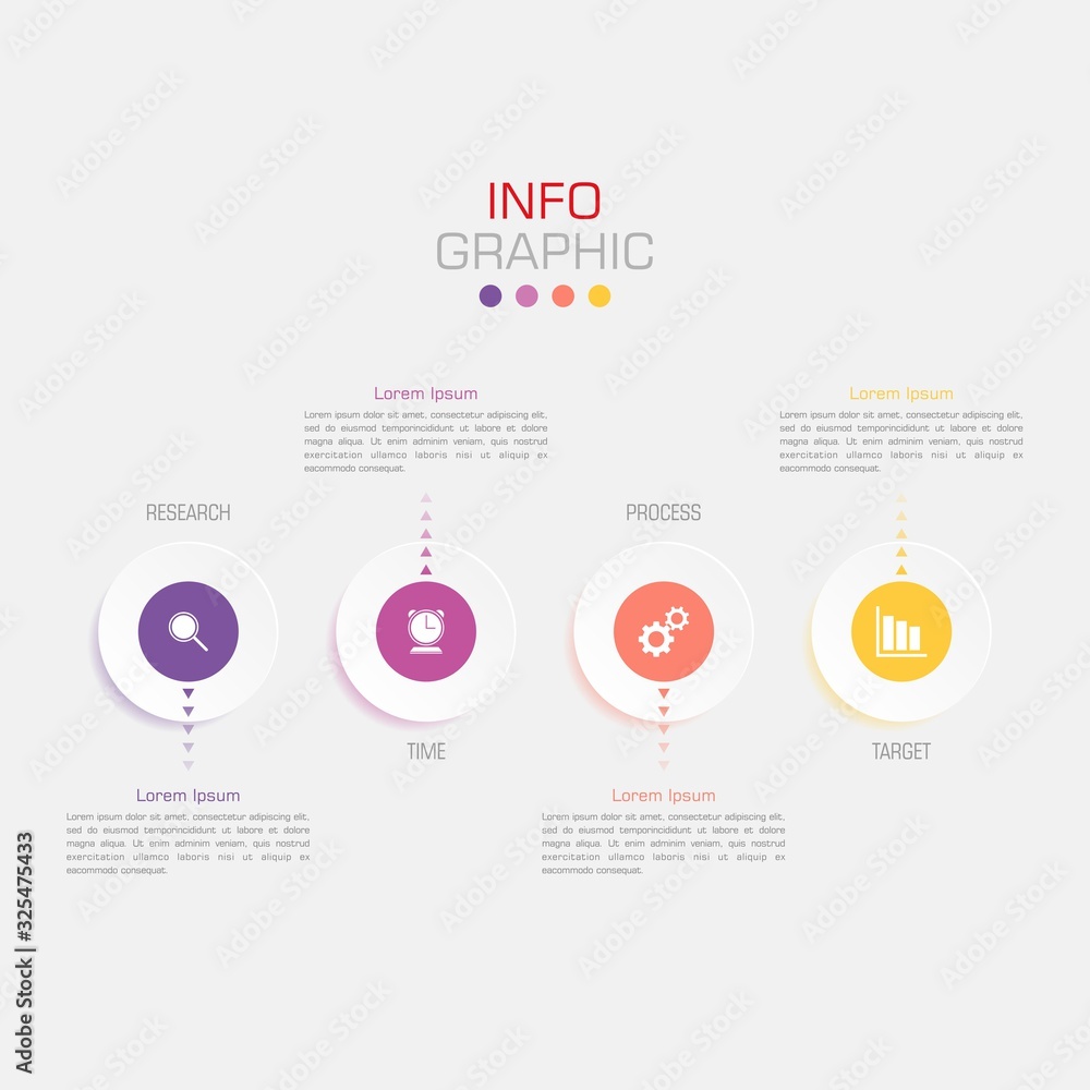 Fototapete business data visualization. infographic element with icons and options or steps. can be used for pr