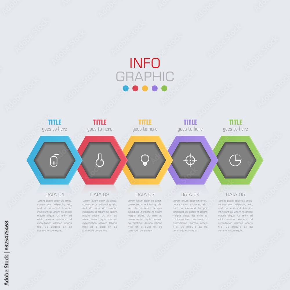 Fototapete business data visualization. infographic element with icons and options or steps. can be used for pr