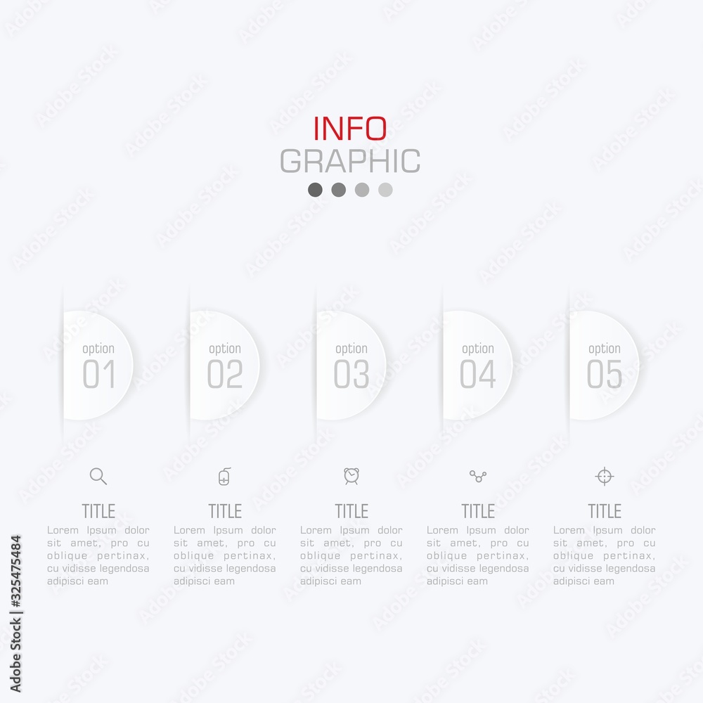 Fototapete business data visualization. infographic element with icons and options or steps. can be used for pr